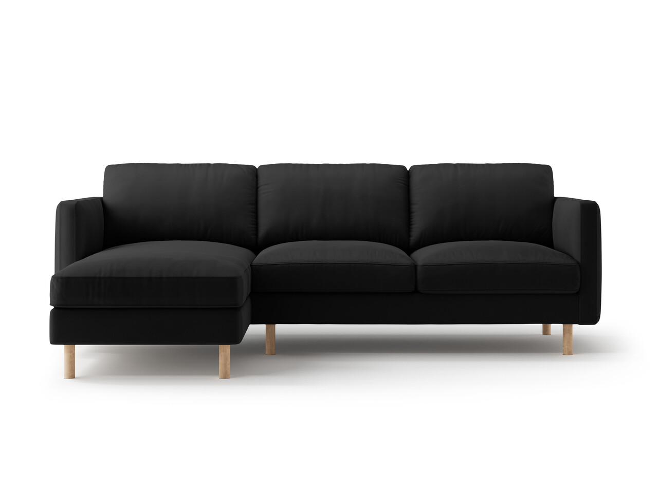 Coltar stanga 3 locuri, Eden, Micadoni Home, 250x150x90 cm, catifea, negru - imagine 6